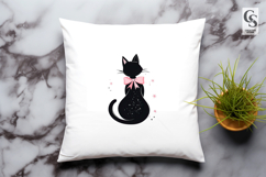 Cute Black Cat Bow Clipart Sublimation PNG Product Image 3
