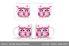 Valentine Owls Mug Design. Cute Owls Valentines Mug Wrap Product Image 1