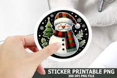 Christmas Snowman Sticker| Christmas Sticker PNG Design Product Image 1