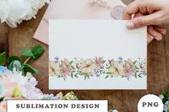 Watercolor Flowers Seamless Border png Product Image 3