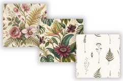 Vintage Botanical Toile Digital Paper, Seamless Antique Product Image 3