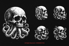 10 Bundle Dark Art Skull Octopus Demon Devil Head Kraken Product Image 5