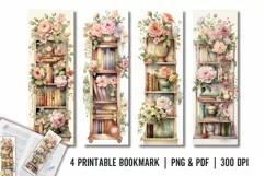 Shabby Chic Book Shelf Bookmark Sublimation PNG Product Image 1