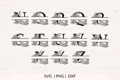 Book Lover Split Monogram SVG Bundle 26 Letters Product Image 3