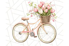 Bicycle with Flowers PNG, Pastel Spring Floral Bike Clipart Product Image 3