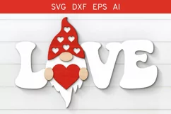 Love Gnome SVG, Gnome Valentine’s Day Sign SVG Product Image 1