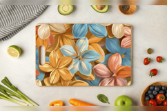 Pastel Wooden Flowers Cutting Boards sublimation Designs Product Image 3