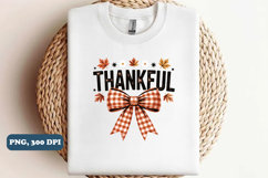 Thankful Png, Coquette Fall PNG sublimation design Product Image 3