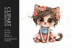 Cute watercolor kitten Clip Art sublimation png Product Image 1