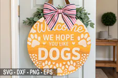 Welcome We Hope You Dog Laser Cut SVG, Dog Round Sign Design Product Image 1