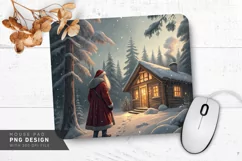 Santa in Snowy Forest by Cozy Cabin Mouse Pad Sublimation Product Image 1