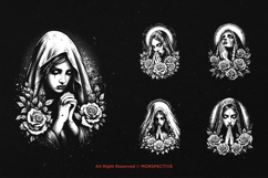 10 Bundle Dark Art Skull Sad Mother Marry Praying Rose Women Product Image 5