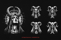 10 Bundle Dark Art Mother Marry Skull Horror Horn Girl Woman Product Image 5