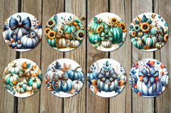 Pumpkin season | 8 Car coaster &amp; key chain designs, PNG Product Image 3