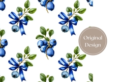 Blueberry Tumbler Wrap Design, Floral Tumbler, Berries PNG Product Image 3