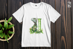 Watercolor Iguana Alphabet Letter I Clipart Sublimation PNG Product Image 2