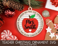 Funny Teacher Christmas Ornaments 2025 SVG | Laser Cut File Product Image 6