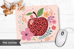 Trendy Leopard Apple with Floral Artistry Mouse Pad PNG Product Image 1