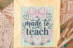 Made To Teach Png, Retro Striped Teacher Sublimation Png. Product Image 2