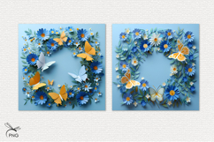 Wreath of paper flowers digital paper, background clipart Product Image 3