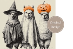 Cartoon Halloween Lama Tumbler Wrap, Pumpkins Tumbler Design Product Image 3