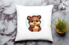 Cute Bear Cupcake Clipart Sublimation PNG Product Image 3