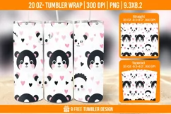 Cute Panda Tumbler Wrap Designs, Sublimation Wrap Product Image 1