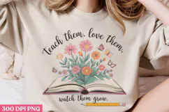 Teach them love them PNG, Retro Teacher Sublimation PNG Product Image 3