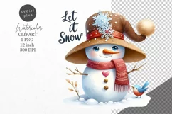 Christmas clipart, Snowman clipart, Winter sublimation Product Image 1