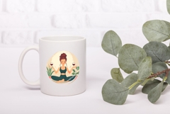 Cartoon Yoga Illustration PNG, Wine Yoga Sublimation Design Product Image 3