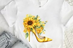 Sunflower High Heel Watercolor PNG Clipart Product Image 3