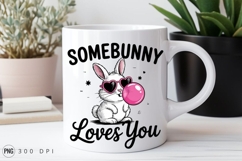 Funny Bunny With Bubblegum And Heart Glasses Sublimation PNG Product Image 2