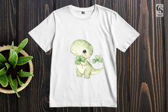 Cute Dinosaur Lucky Clover Clipart Sublimation PNG Product Image 3