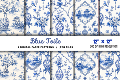 Blue Toile Digital Paper JPG Product Image 1