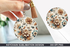 Flower Keychain Sublimation - Autumn Keychain PNG Design Product Image 1