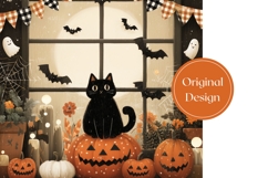 Bats Halloween Tumbler, Cartoon Black Cat Tumbler Wrap Product Image 3