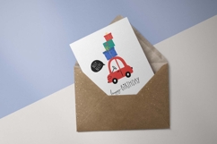 Kids Car Happy Birthday Card | EPS SVG PNG JPG AI Product Image 3