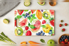 Watercolor Summer Fruits Cutting Boards sublimation Design Product Image 3