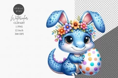 Easter clipart, Dino clipart, Watercolor clipart, Dinosaur Product Image 1