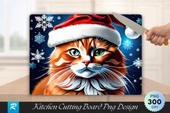 Festive Ginger Cat with Santa Hat Cutting Board PNG Product Image 1