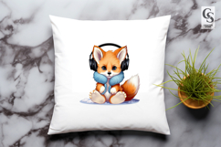 Cute Fox Headphone Clipart Sublimation PNG Product Image 3