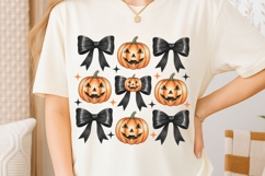 Coquette Pumpkin Png, Preppy Coquette Bow Halloween Png. Product Image 2