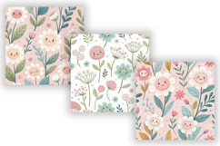Cute Kawaii Wildflowers Seamless Pattern, Pastel Floral Product Image 4