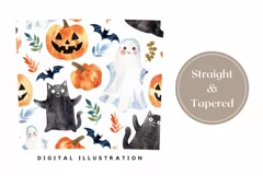 Cartoon Halloween Tumbler Design, Watercolor Halloween Cats Product Image 3