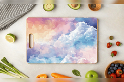 Watercolor Pastel Clouds Cutting Boards sublimation Design Product Image 3