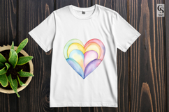 Watercolor Rainbow Layered Heart Clipart Sublimation PNG Product Image 3