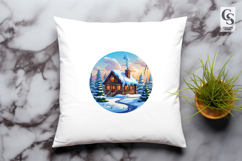 Winter Log Cabin Clipart Sublimation PNG Product Image 3