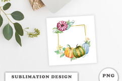 Watercolor Autumn Pumpkins Gold Frame png Product Image 3