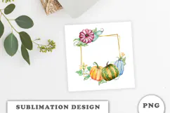 Watercolor Autumn Pumpkins Gold Frame png Product Image 3