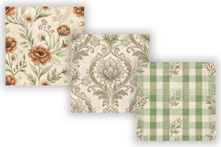 Farmhouse Toile Digital Paper Pack, Vintage Floral Toile Product Image 3